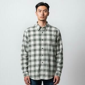 Ralph Lauren Denim & Supply Green Brown Plaid Check Long Sleeve Button Down -‎ L